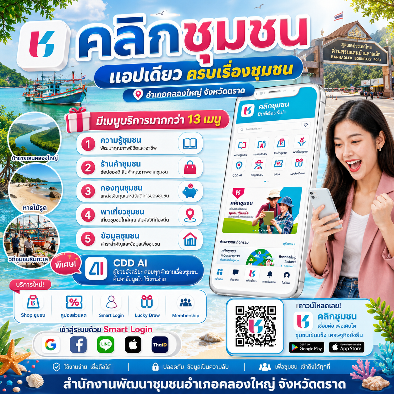 🚢🌊สพอ.คลองใหญ่ ขอประชาสัมพันธ์ Click ชุมชน